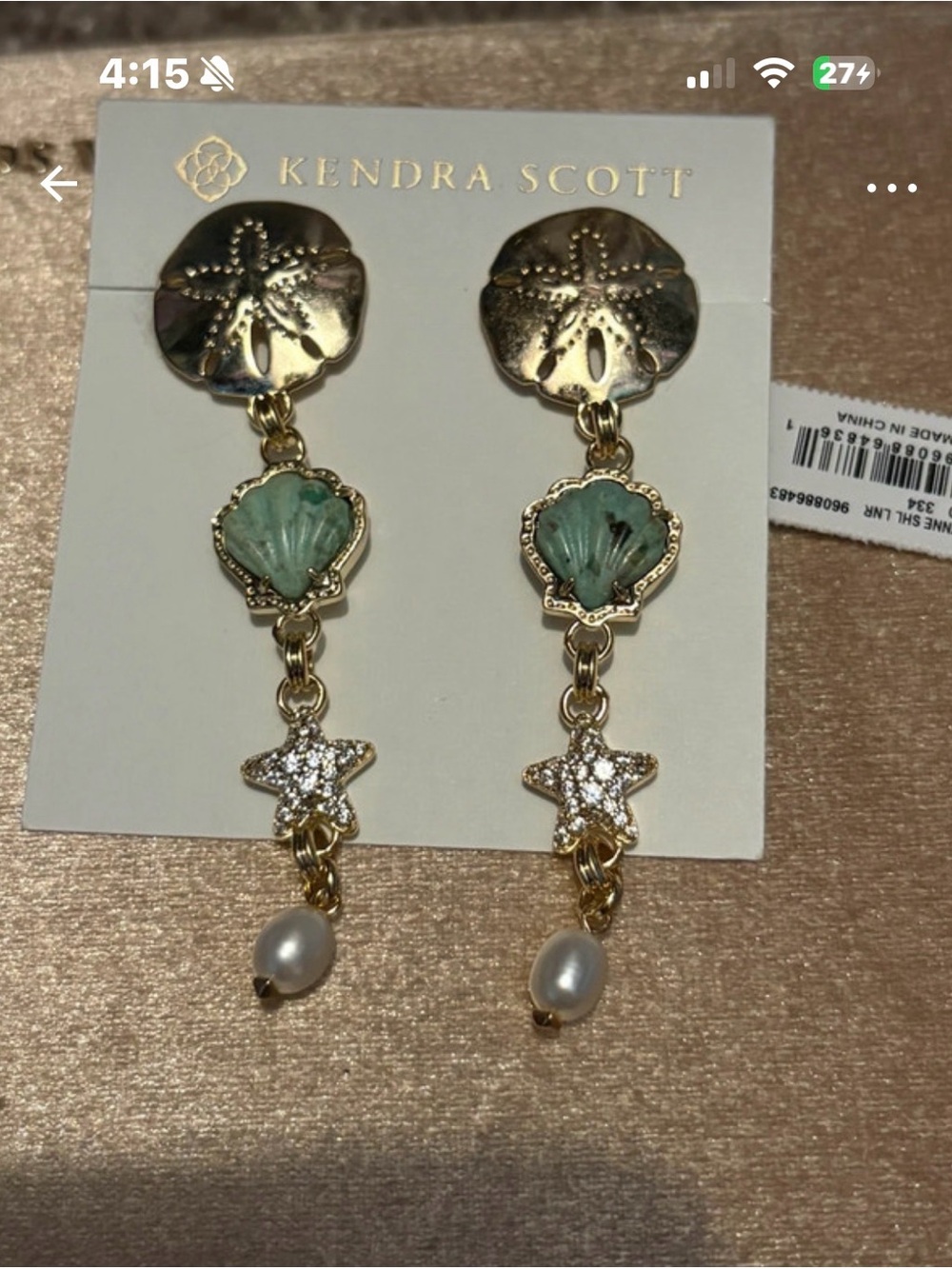 $98 Kendra Scott Gold-Plated Shell & Pearl Drop Earrings